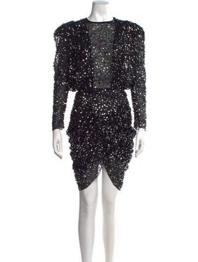 Pre-owned Isabel Marant Crew Neck Mini Dress In Black