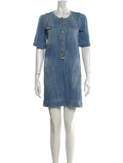 Pre-owned Isabel Marant Crew Neck Mini Dress In Blue