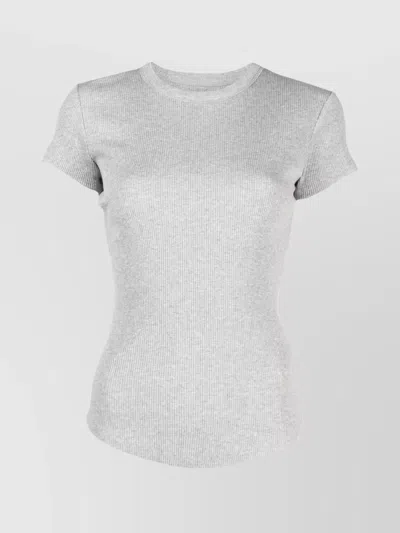 Isabel Marant Crew Neck Ribbed Cotton T-shirt In Grey