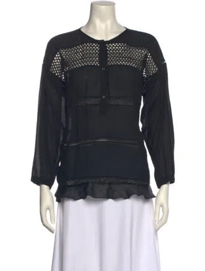 Pre-owned Isabel Marant Crew Neck Three-quarter Sleeve Blouse In Black