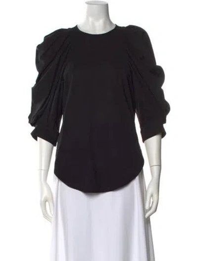 Pre-owned Isabel Marant Crew Neck Three-quarter Sleeve Blouse In Black