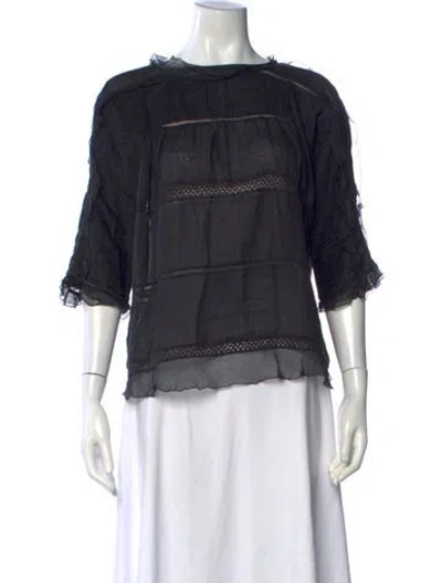 Pre-owned Isabel Marant Crew Neck Three-quarter Sleeve Blouse In Blue