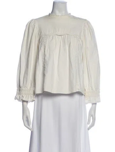 Pre-owned Isabel Marant Crew Neck Three-quarter Sleeve Blouse In Neutral