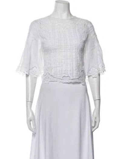 Pre-owned Isabel Marant Crew Neck Three-quarter Sleeve Blouse In White