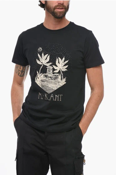 Isabel Marant Crew Neck Zafferh Printed T-shirt In Black