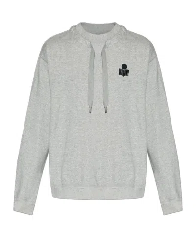 Isabel Marant Merone Drawstring Logo Sweatshirt In Gray