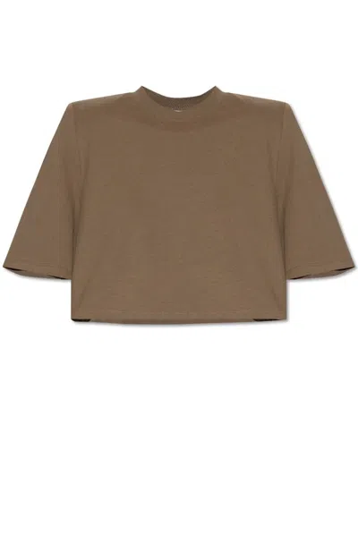 Isabel Marant Crewneck Cropped T-shirt In Brown