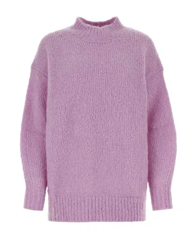 Isabel Marant Idol Ribbed Oversize Mohair Blend Sweater In Purple