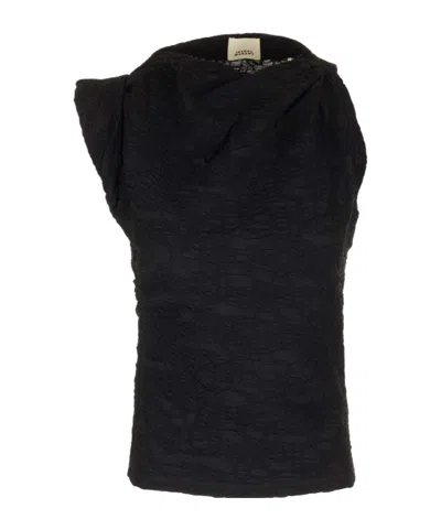 Isabel Marant Crinkled Asymmetric Jersey Top In Black