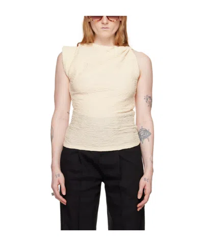 Isabel Marant Crinkled Asymmetric Jersey Top In White