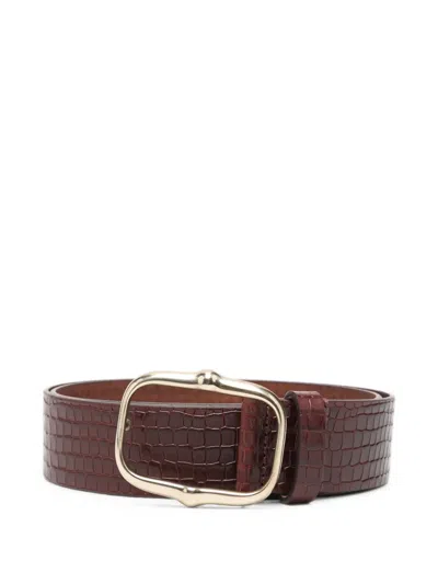 Isabel Marant Croc-effect Leather Belt In Burgundy