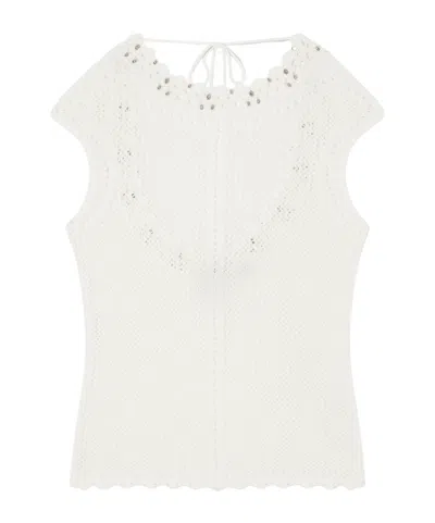 Isabel Marant Metorie Embellished Crochet Cotton-blend Tank In White