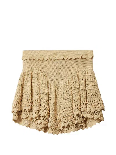 Isabel Marant Olzea Embellished Crochet-knit Shorts In Neutral
