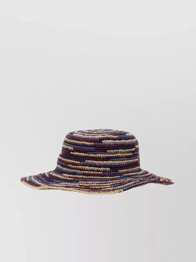 Isabel Marant Crochet Striped Wide Brim Hat Texture