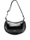 Isabel Marant Crocodile-embossed Studded Shoulder Bag In Black