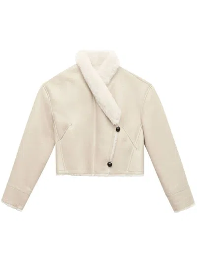 ISABEL MARANT ISABEL MARANT CROPPED COAT WITH PLUSH COLLAR AND STRUCTURED SILHOUETTE