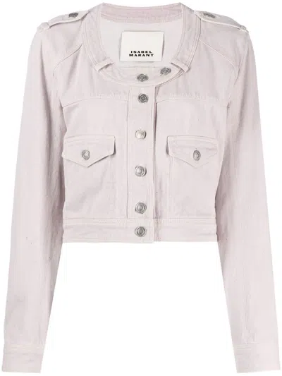 Isabel Marant Cropped Denim Jacket In Pink