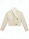 Isabel Marant Cropped Lambskin Coat With Plush Shearling Collar In White