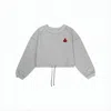 Isabel Marant Cropped Long-sleeve Sweatshirt With Drawstring Hem In Gray