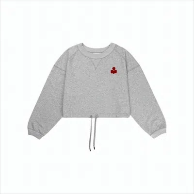 Isabel Marant Cropped Long-sleeve Sweatshirt With Drawstring Hem In Gray