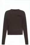Isabel Marant Cropped Long-sleeve Top With Embroidered Detail In Brown