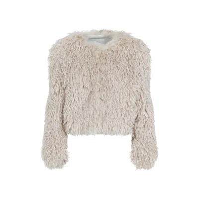 Isabel Marant Cropped Shaggy Jacket In Beige