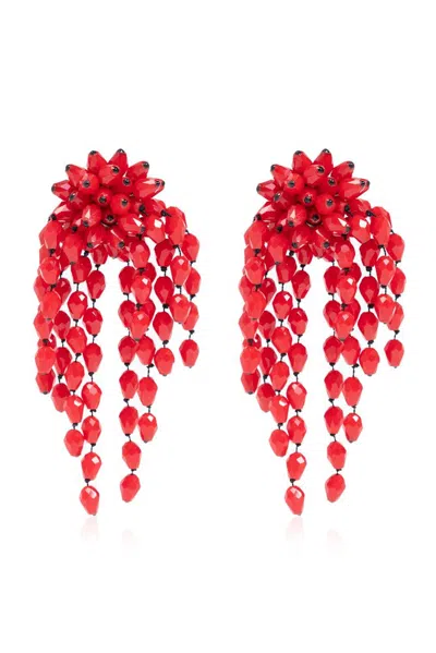 Isabel Marant Crystal Clips Earrings In Red