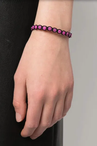 Isabel Marant Crystal Embellished Bracelet In Fuchsia-black In Multi
