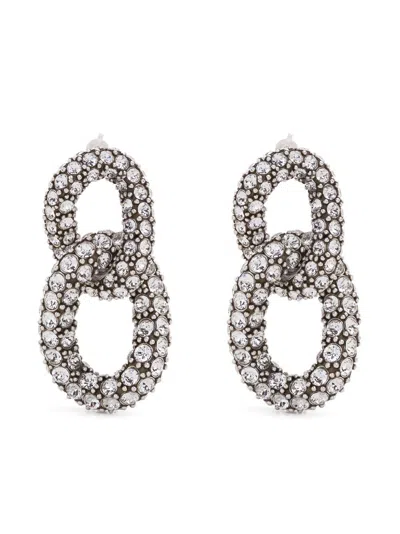 Isabel Marant Crystal-embellished Hoop Earrings In Gray