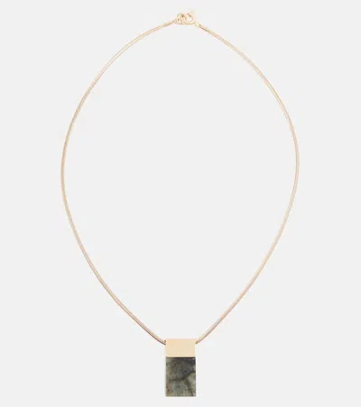 Isabel Marant Crystal-embellished Pendant Necklace In Khaki