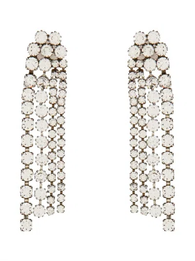 Isabel Marant Crystal-embellished Straps Dropped Earrings In Silver