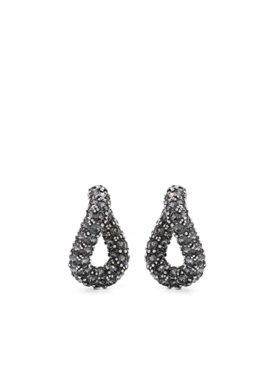 Isabel Marant Crystal-embellished Twisted Earrings In Grey