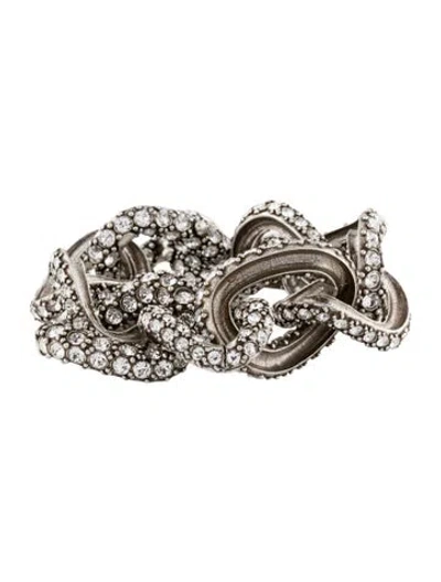 Pre-owned Isabel Marant Crystal Funky Ring Chain Link Bracelet, 5.5" In Transparent