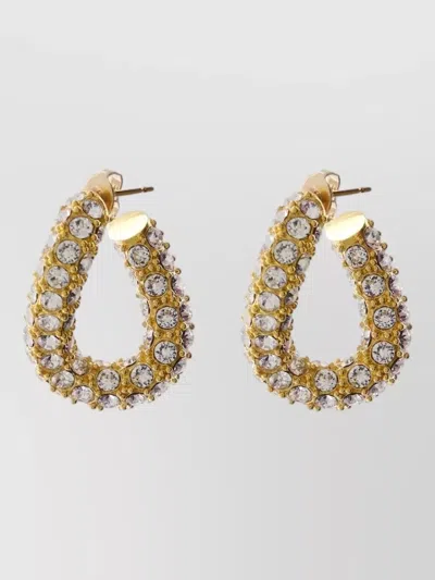 Isabel Marant Crystal Hoop Earrings Brass Metal Set In Multi