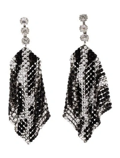 Pre-owned Isabel Marant Crystal Mesh Drop Earrings In Black