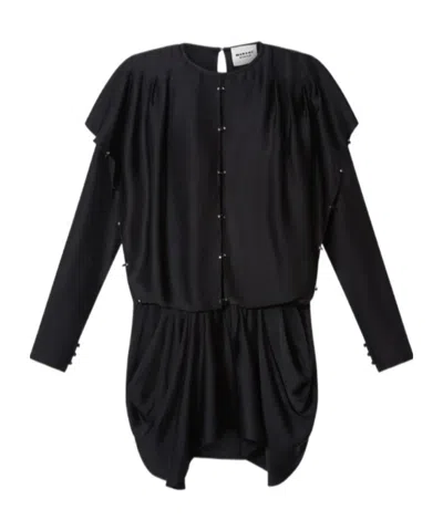 Isabel Marant Crystal-embellished Ruffled Mini Dress In Black