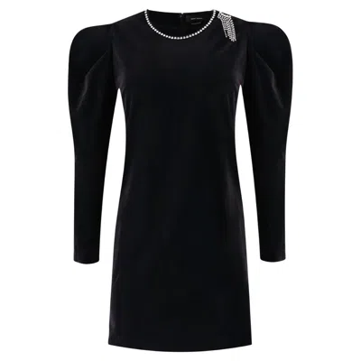 Pre-owned Isabel Marant Crystal-embellished Velvet Mini Dress In Black