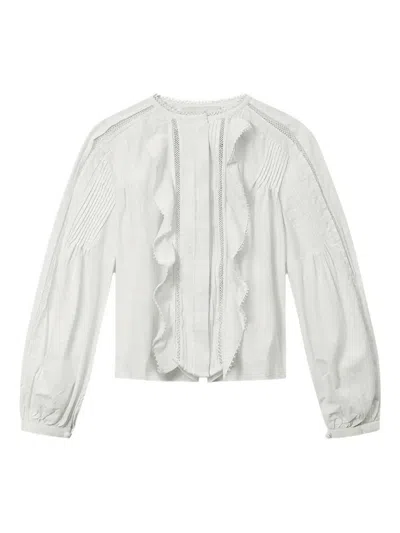 Isabel Marant Cubraly Lace-trimmed Ruffled Pintucked Cotton-poplin Blouse In White