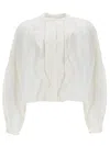 Isabel Marant Cubraly Lace-trimmed Ruffled Pintucked Cotton-poplin Blouse In White