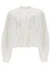 Isabel Marant Cubraly Lace-trimmed Ruffled Pintucked Cotton-poplin Blouse In White