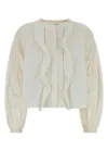 Isabel Marant Cubraly Lace-trimmed Ruffled Pintucked Cotton-poplin Blouse In Neutral