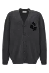 Isabel Marant Logo-intarsia Cardigan In Gray