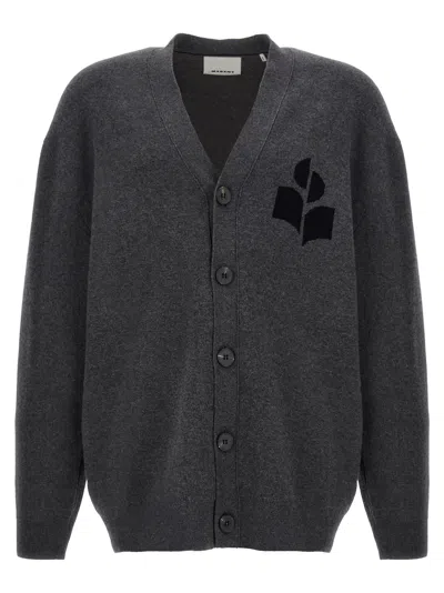 Isabel Marant Logo-intarsia Cardigan In Gray