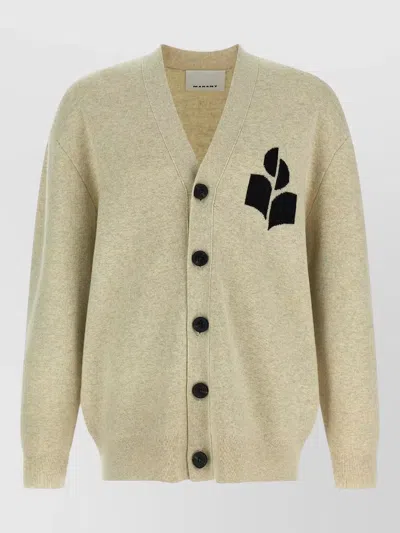 Isabel Marant Curtis Wool Blend V Neck Cardigan In Neutral