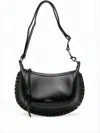 Isabel Marant Curved Black Shoulder Bag With Adjustable Strap In White