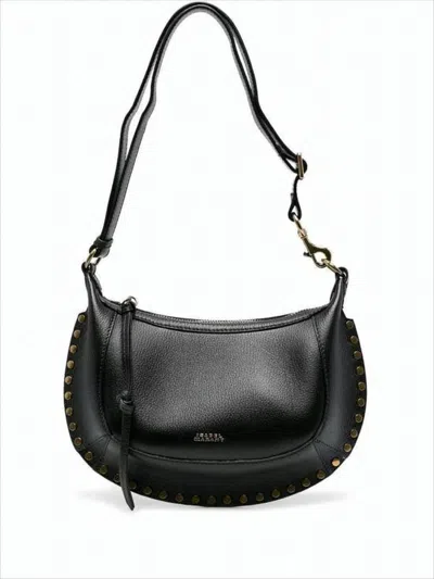 Isabel Marant Curved Black Shoulder Bag With Adjustable Strap In White