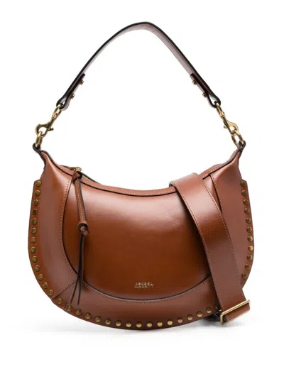 Isabel Marant Curved Brown Leather Bag With Gold-tone Studs