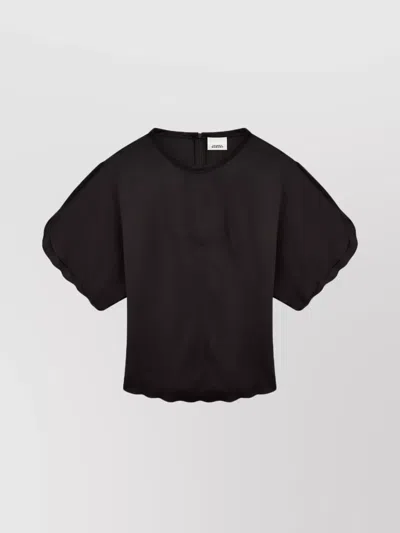 Isabel Marant Curved Hem Cut-out Blouse In Black