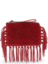 Isabel Marant Cut-out Print Fringe Clutch In Red
