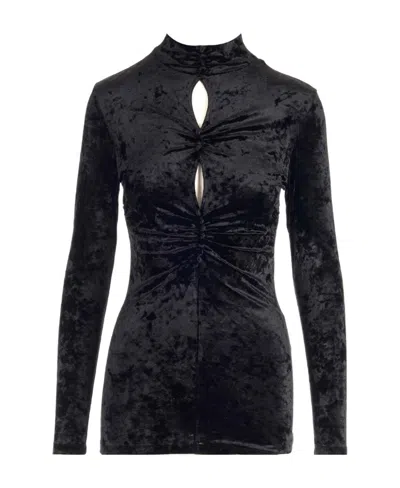 Isabel Marant Cut-out Velvet Top In Black